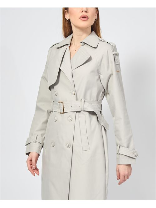 Yes Zee women's double-breasted trench coat with belt YES ZEE | O402-KZ000899